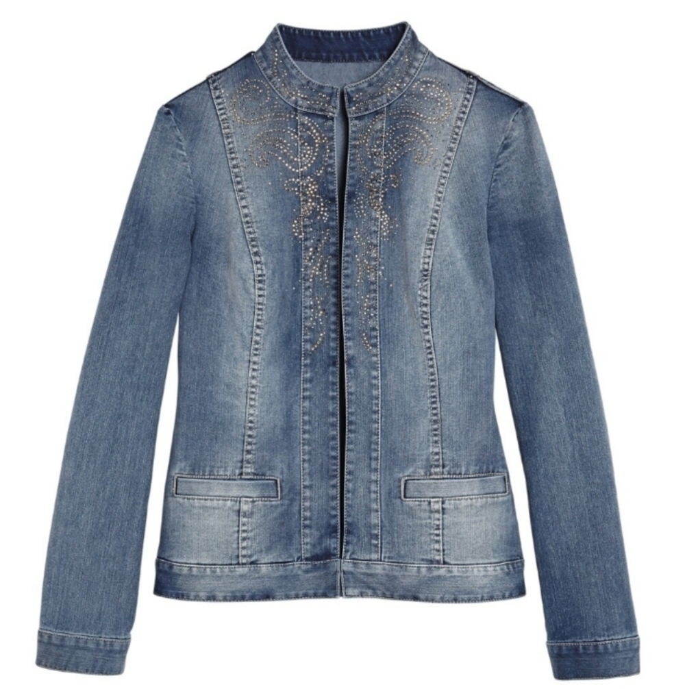 Chico's Golden Paisley Denim Jacket Chico's Size - 0 (4/Small)